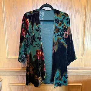 Vintage Velvet Burnout Floral Wrap – Forest Fairy / Cottagecore Bohemian